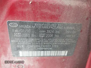 2017 Hyundai Elantra SE with VIN 5NPD84LFXHH017789, listed as a IAAI auction lot 42653070 with 157,597 mi miles and . Bid and sale history available at DreamBid. Image 9.