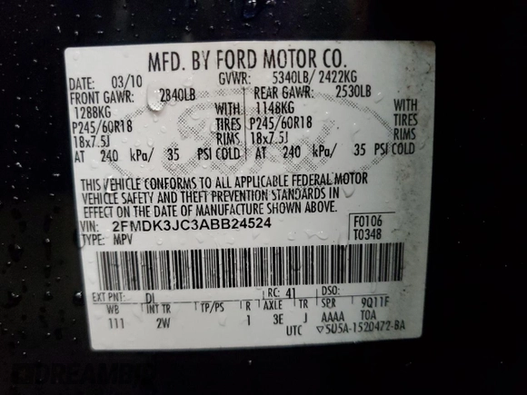 2010 Ford Edge SEL with VIN 2FMDK3JC3ABB24524, listed as a Copart auction lot 88669165 with 71,696 mi miles and Clean Title. Bid and sale history available at carsss.com. Image 13.