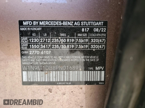 2023 Mercedes-Benz EQB 350 z VIN W1N9M1DB8PN016899, wystawiony jako Copart lot #54268015 z przebiegiem 37 293 mil mil oraz Szkoda całkowita • Salvage title. Historia ofert i sprzedaży dostępna na DreamBid. Obrazek 13.