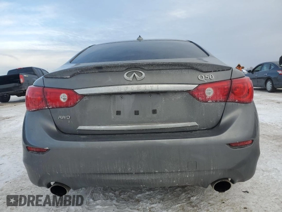 2015 Infiniti Q50 with VIN JN1BV7AR7FM420388, listed as a Copart auction lot 45231595 with 90,259 mi miles and Salvage Title. Bid and sale history available at DreamBid. Image 6.