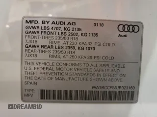 2018 Audi Q3 Premium with VIN WA1BCCFS8JR023169, listed as a Copart auction lot 41009933 with 39,003 mi miles. Bid and sale history available at carsss.com. Image 12.