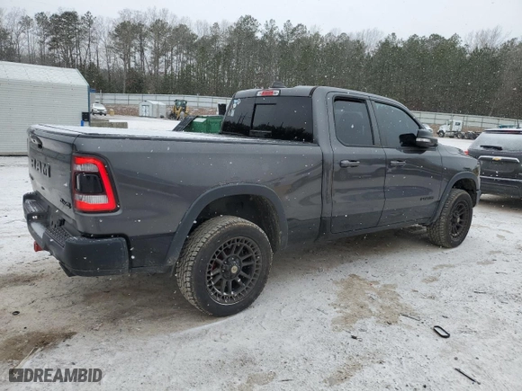 2019 Ram 1500 Rebel with VIN 1C6SRFET5KN740001, listed as a Copart auction lot 46055725 with 81,974 mi miles and Salvage Title. Bid and sale history available at carsss.com. Image 3.