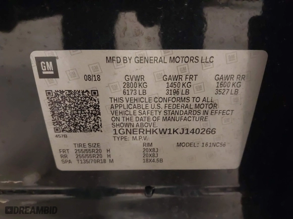 2019 Chevrolet Traverse LT Leather with VIN 1GNERHKW1KJ140266, listed as a IAAI auction lot 41171149 with 86,223 mi miles. Bid and sale history available at carsss.com. Image 9.