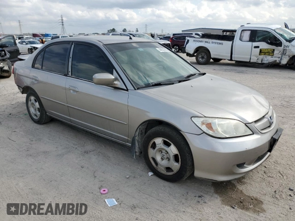 2005 Honda Civic with VIN JHMES96625S000589, listed as a Copart auction lot 44033985 with 161,944 mi miles and Salvage Title. Bid and sale history available at DreamBid. Image 4.