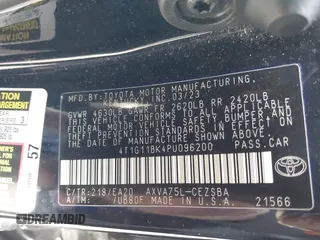 2023 Toyota Camry SE z VIN 4T1G11BK4PU096200, wystawiony jako IAAI lot #41888416 z przebiegiem 25 072 mil mil oraz . Historia ofert i sprzedaży dostępna na DreamBid. Obrazek 9.