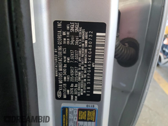 2019 Kia Sorento LX z VIN 5XYPG4A54KG480732, wystawiony jako Copart lot #87833135 z przebiegiem 102 219 mil mil oraz Szkody całkowita. Historia ofert i sprzedaży dostępna na DreamBid. Obrazek 16.