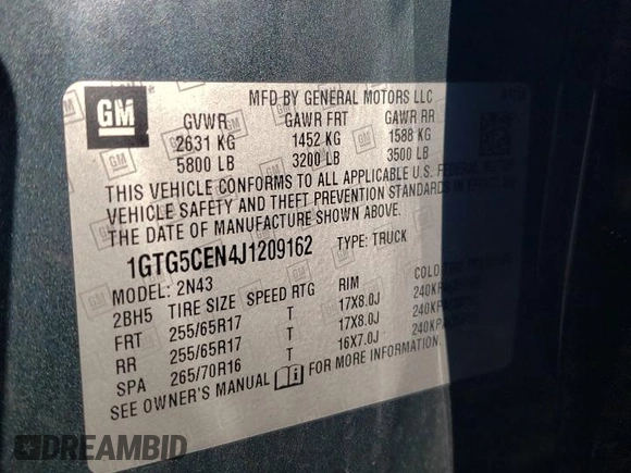 2018 GMC Canyon 2WD SLE with VIN 1GTG5CEN4J1209162, listed as a Copart auction lot 41502765 with 108,807 mi miles and Salvage Title. Bid and sale history available at carsss.com. Image 12.