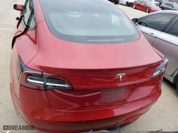 2022 Tesla Model 3 with VIN 5YJ3E1EA4NF185829, listed as a Copart auction lot 88988595 with 0 mi miles and Salvage Title. Bid and sale history available at carsss.com. Image 6.