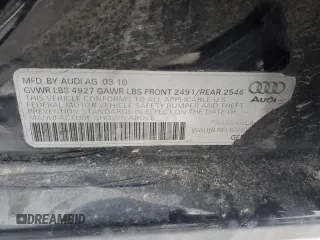 2010 Audi A4 2.0T Premium with VIN WAUBFAFL6AN054130, listed as a Copart auction lot 87857455 with 183,636 mi miles and Non Repairable. Bid and sale history available at carsss.com. Image 12.