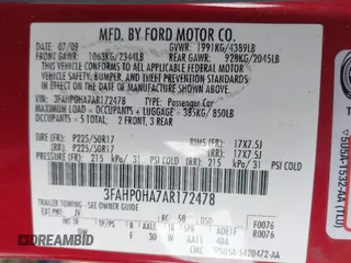 2010 Ford Fusion SE with VIN 3FAHP0HA7AR172478, listed as a IAAI auction lot 42126064 with 77,106 mi miles and . Bid and sale history available at DreamBid. Image 9.