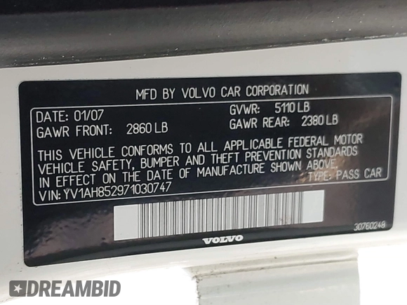2007 Volvo S80 V8 z VIN YV1AH852971030747, wystawiony jako IAAI lot #41208553 z przebiegiem 147 655 mil mil oraz . Historia ofert i sprzedaży dostępna na DreamBid. Obrazek 9.