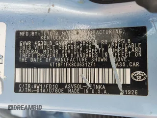 2012 Toyota Camry L with VIN 4T1BF1FK8CU631271, listed as a Copart auction lot 86181664 with 106,455 mi miles and Salvage Title. Bid and sale history available at carsss.com. Image 13.