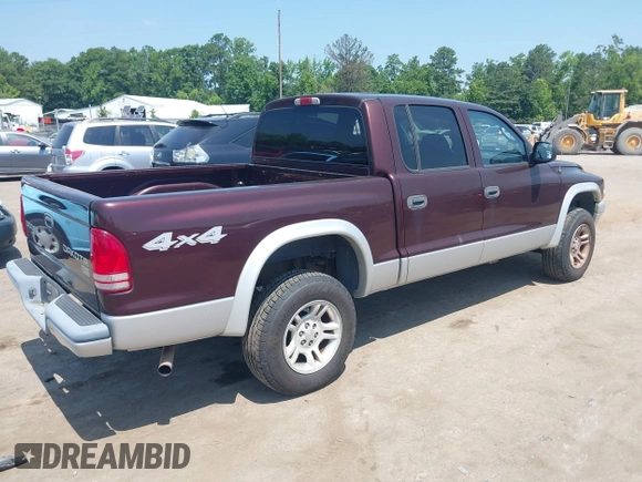 2004 Dodge Dakota SLT with VIN 1D7HG48N24S556431, listed as a IAAI auction lot 42591078 with 213,777 mi miles and . Bid and sale history available at DreamBid. Image 4.