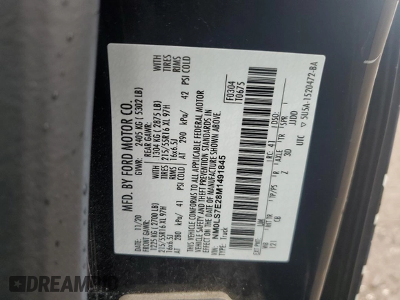 2021 Ford Transit Connect XL z VIN NM0LS7E28M1491845, wystawiony jako Copart lot #55414985 z przebiegiem 6 819 mil mil oraz Szkoda całkowita • Salvage title. Historia ofert i sprzedaży dostępna na DreamBid. Obrazek 13.