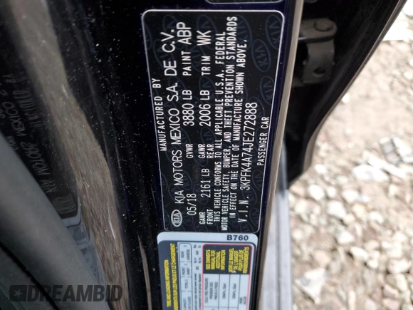 2018 Kia Forte LX with VIN 3KPFK4A74JE272888, listed as a Copart auction lot 52780255 with 40,228 mi miles and Salvage Title. Bid and sale history available at carsss.com. Image 13.