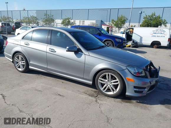 2012 Mercedes-Benz C-Class C 250 Sport with VIN WDDGF4HB2CA636370, listed as a IAAI auction lot 41947361 with 124,959 mi miles. Bid and sale history available at carsss.com. Image 1.