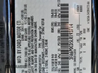 2020 Ford Fusion SEL z VIN 3FA6P0CD5LR193714, wystawiony jako Copart lot #58540245 z przebiegiem 82 831 mil mil oraz Szkoda całkowita • Salvage title. Historia ofert i sprzedaży dostępna na DreamBid. Obrazek 12.