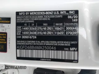 2021 Mercedes-Benz GLE 53 AMG with VIN 4JGFD6BB6MA250046, listed as a IAAI auction lot 42006606 with 65,198 mi miles and . Bid and sale history available at DreamBid. Image 9.