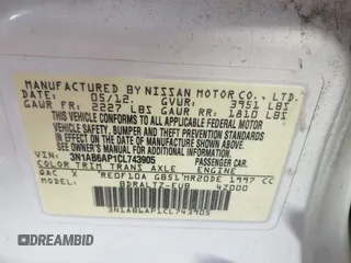 2012 Nissan Sentra SR with VIN 3N1AB6AP1CL743905, listed as a IAAI auction lot 41985790 with Not Provided miles and . Bid and sale history available at DreamBid. Image 9.