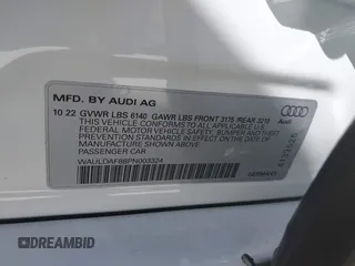 2023 Audi A8 with VIN WAULDAF88PN003324, listed as a IAAI auction lot 41023871 with 4,378 mi miles. Bid and sale history available at carsss.com. Image 9.