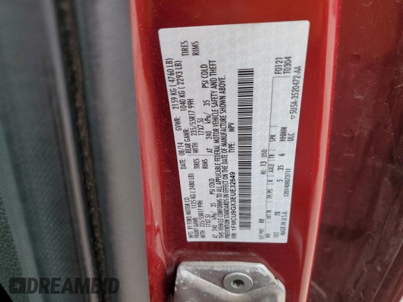 2014 Ford Escape SE with VIN 1FMCU9GX3EUE32649, listed as a Copart auction lot 53531205 with 122,933 mi miles and Salvage Title. Bid and sale history available at carsss.com. Image 13.