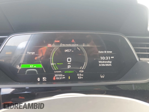 2023 Audi e-tron Premium Plus with VIN WA1LAAGE9PB025201, listed as a Copart auction lot 50419185 with 20,102 mi miles and Salvage title. Bid and sale history available at DreamBid. Image 9.