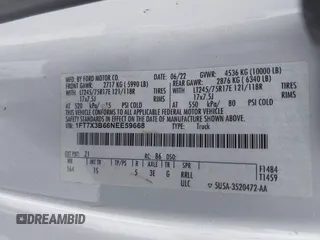2022 Ford F-350 with VIN 1FT7X3B66NEE59668, listed as a IAAI auction lot 41508561 with 39,258 mi miles and . Bid and sale history available at DreamBid. Image 9.