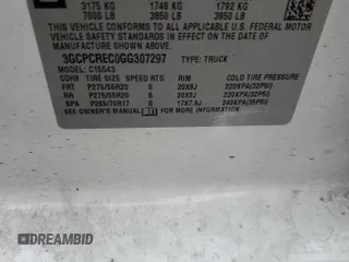 2016 Chevrolet Silverado 1500 LT with VIN 3GCPCREC0GG307297, listed as a Copart auction lot 55202355 with 47,535 mi miles and Salvage Title. Bid and sale history available at DreamBid. Image 12.