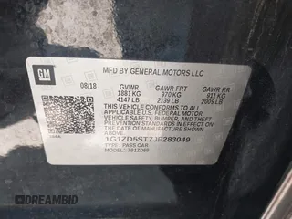 2018 Chevrolet Malibu LT with VIN 1G1ZD5ST7JF283049, listed as a IAAI auction lot 39998726 with 79,353 mi miles. Bid and sale history available at carsss.com. Image 9.