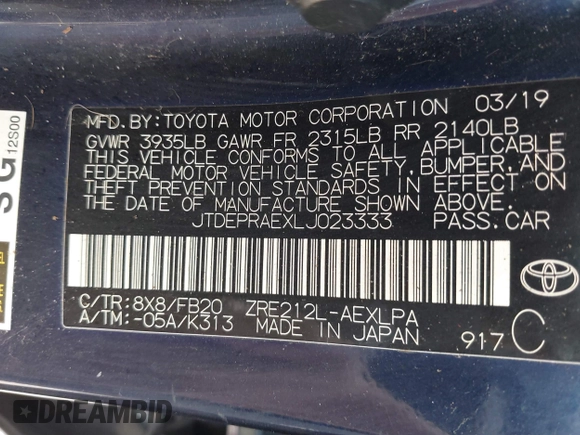 2020 Toyota Corolla LE with VIN JTDEPRAEXLJ023333, listed as a IAAI auction lot 41663261 with 81,137 mi miles. Bid and sale history available at carsss.com. Image 9.