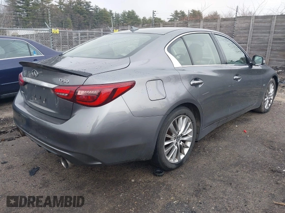 2018 Infiniti Q50 3.0t Luxe with VIN JN1EV7AR5JM434747, listed as a IAAI auction lot 41924244 with 114,634 mi miles. Bid and sale history available at carsss.com. Image 4.
