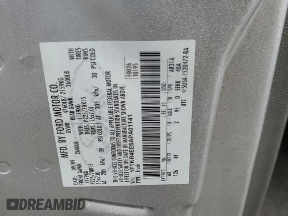 2010 Ford Ranger XLT with VIN 1FTKR4EE6APA01141, listed as a Copart auction lot 54953855 with 130,607 mi miles and Salvage title. Bid and sale history available at DreamBid. Image 12.