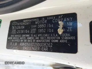 2005 Hyundai Elantra GLS z VIN KMHDN46D25U008262, wystawiony jako IAAI lot #41282976 z przebiegiem 127 731 mil mil oraz . Historia ofert i sprzedaży dostępna na DreamBid. Obrazek 9.