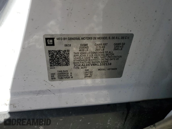 2019 GMC Terrain SLT with VIN 3GKALVEV6KL102118, listed as a Copart auction lot 49782675 with 99,972 mi miles and Clean Title. Bid and sale history available at carsss.com. Image 13.