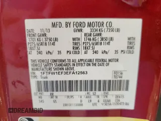 2014 Ford F-150 XL with VIN 1FTFW1EF3EFA12563, listed as a Copart auction lot 50427045 with 134,147 mi miles and Clean Title. Bid and sale history available at carsss.com. Image 12.