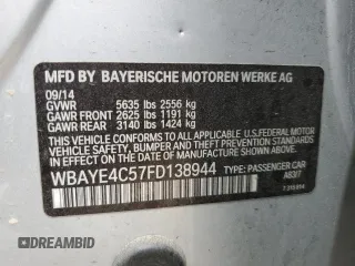 2015 BMW 7 Series 740Li with VIN WBAYE4C57FD138944, listed as a Copart auction lot 78638514 with 154,772 mi miles and Clean Title. Bid and sale history available at DreamBid. Image 12.