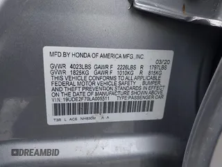 2020 Acura ILX w/Premium Pkg with VIN 19UDE2F70LA005511, listed as a IAAI auction lot 41653952 with 28,853 mi miles. Bid and sale history available at carsss.com. Image 9.