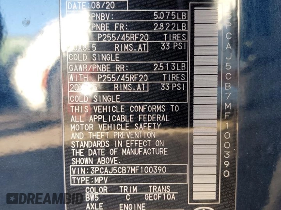 2021 Infiniti QX50 Essential z VIN 3PCAJ5CB7MF100390, wystawiony jako Copart lot #87265874 z przebiegiem 35 830 mil mil oraz Szkoda całkowita • Salvage title. Historia ofert i sprzedaży dostępna na DreamBid. Obrazek 12.