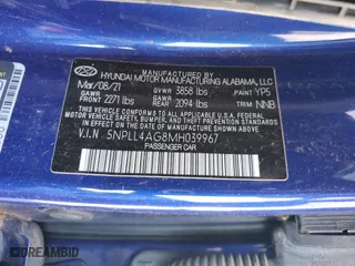 2021 Hyundai Elantra SE with VIN 5NPLL4AG8MH039967, listed as a Copart auction lot 45737695 with 0 mi miles and Salvage Title. Bid and sale history available at carsss.com. Image 13.