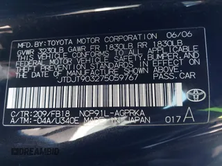 2007 Toyota Yaris with VIN JTDJT903275059767, listed as a IAAI auction lot 41288342 with 1 mi miles. Bid and sale history available at carsss.com. Image 9.