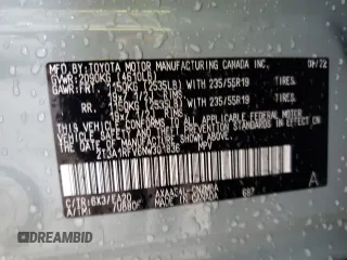 2022 Toyota RAV4 XLE Premium с VIN 2T3A1RFV6NW301836, выставлен на аукционе Copart как лот 58658235 с пробегом 41 495 миль миль и Списание • Salvage title. История ставок и продаж доступна на DreamBid. Изображение 13.
