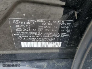2013 Hyundai Sonata Hybrid with VIN KMHEC4A42DA092228, listed as a Copart auction lot 51450035 with 93,116 mi miles and Salvage Title. Bid and sale history available at carsss.com. Image 12.