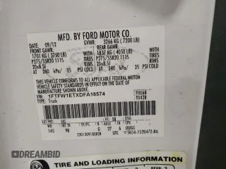 2013 Ford F-150 XL with VIN 1FTFW1ETXDFA18574, listed as a Copart auction lot 46163535 with 221,320 mi miles and Clean title. Bid and sale history available at DreamBid. Image 12.