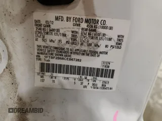 2012 Ford F-250 XL с VIN 1FTBF2B68CEB67282, выставлен на аукционе Copart как лот 47128575 с пробегом 155 667 миль миль и Списание • Salvage title. История ставок и продаж доступна на DreamBid. Изображение 12.