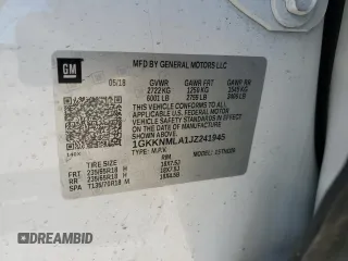 2018 GMC Acadia SLT with VIN 1GKKNMLA1JZ241945, listed as a Copart auction lot 88125965 with 126,926 mi miles and Salvage Title. Bid and sale history available at DreamBid. Image 13.