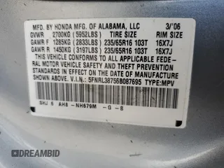 2006 Honda Odyssey EX-L z VIN 5FNRL38756B087695, wystawiony jako Copart lot #60122525 z przebiegiem 213 221 mil mil oraz Szkoda całkowita • Salvage title. Historia ofert i sprzedaży dostępna na DreamBid. Obrazek 14.