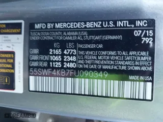 2015 Mercedes-Benz C-Class C 300 Luxury with VIN 55SWF4KB7FU090349, listed as a IAAI auction lot 41867759 with 81,275 mi miles. Bid and sale history available at carsss.com. Image 9.