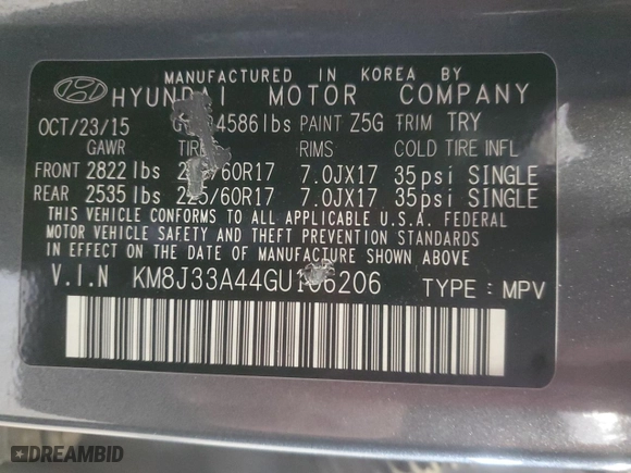 2016 Hyundai Tucson SE with VIN KM8J33A44GU106206, listed as a Copart auction lot 52543305 with 116,751 mi miles and Clean Title. Bid and sale history available at carsss.com. Image 13.