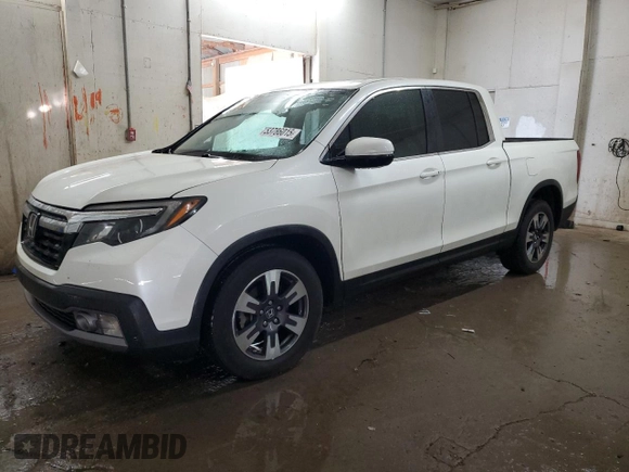 2019 Honda Ridgeline RTL-T with VIN 5FPYK2F60KB001455, listed as a Copart auction lot 53786015 with 61,050 mi miles and Salvage title. Bid and sale history available at DreamBid. Image 1.