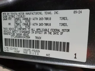 2025 Toyota Tundra 4WD SR with VIN 5TFLA5DB8SX243584, listed as a Copart auction lot 41913525 with 2,936 mi miles and Salvage Title. Bid and sale history available at carsss.com. Image 12.
